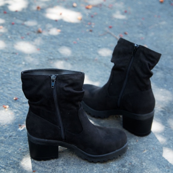 NEW🔥 Slouchy Boot Booties Chunky Heel Lug Sole - Picture 7 of 7